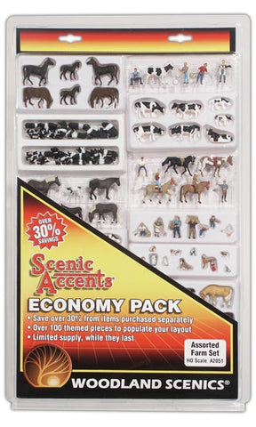 A2051 - Assorted Farm Figures Economy Pack 100+pc (HO Scale)