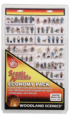 A2052 - Assorted Workers Economy Pack 100+pc (HO Scale)
