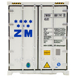 Atlas - AT-20006730 - 40' Refrigerated Container [3-Packs] ZIM (Monitor) - Set #1 - ZMOU 8817369, ZMOU 8817395, ZMOU 8817414 - White/Blue (HO Scale)