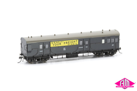 LHG Brake Van LHG 7116 Early with end windows, Wagon Grey, Weathered roof (LHG002)