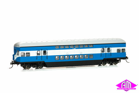 CH-TUL-3A Tulloch Double Deck Trailers T4907 & T4916 Blue-Mid High White (Twin Pack)