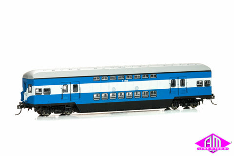 CH-TUL-3B Tulloch Double Deck Trailers T4905 & T4918 Blue-Mid High White (Twin Pack)