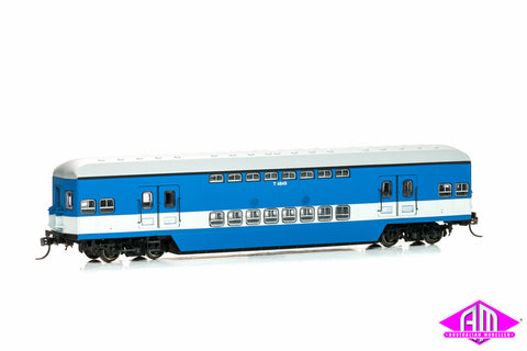CH-TUL-4B Tulloch Double Deck Trailers T4849 & T4865 Blue with Low White Band (Twin Pack)