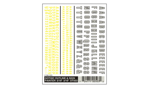 DT503 - Dry Transfer - Lettering, Gothic - Outline & Sign Painter (7.93, 4.76mm)