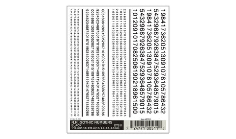 DT511 - Dry Transfer - Numbers, Gothic - Black (1.2, 2.3, 3.1, 4.7mm)
