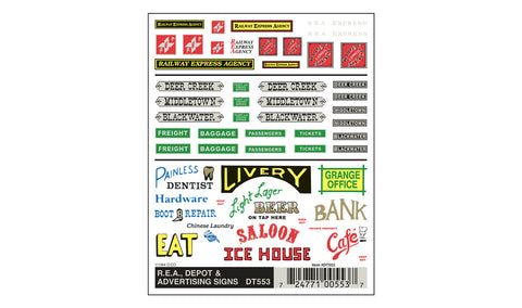 DT553 - Dry Transfer - Depot, R.E.A. & Advertising Signs