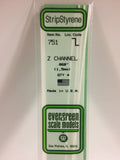 Evergreen - EG751 - Polystyrene Z Channel - Opaque White - 0.060 - 4pc
