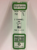 Evergreen - EG752 - Polystyrene Z Channel - Opaque White - 0.080 - 4pc