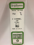 Evergreen - EG754 - Polystyrene Z Channel - Opaque White - 0.125 - 3pc