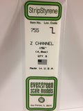 Evergreen - EG755 - Polystyrene Z Channel - Opaque White - 0.156 - 3pc
