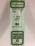 Evergreen - EG763 - Polystyrene T Shape - Opaque White - 0.073 - 4pc