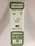 Evergreen - EG765 - Polystyrene T Shape - Opaque White - 0.123 - 3pc