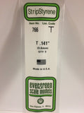 Evergreen - EG766 - Polystyrene T Shape - Opaque White - 0.141 - 3pc