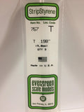 Evergreen - EG767 - Polystyrene T Shape - Opaque White - 0.198" - 3pc