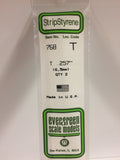 Evergreen - EG768 - Polystyrene T Shape - Opaque White - 0.257" - 2pc