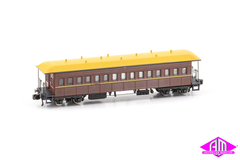 FO Passenger Cars - Indian Red - Interurban Mansard Roof - Late - Twin Pack (N Scale)