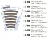 KA2-270 - Curved Track - 22.5 Degree - 490mm Radius 4pc (HO Scale)