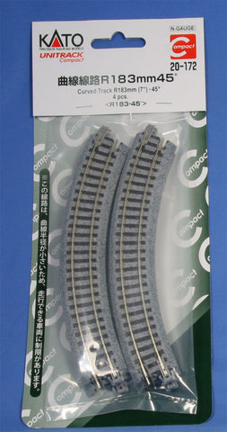 KA20-172 - Unitrack Curve - 183mm Radius - 45 Degree 4pc (N Scale)