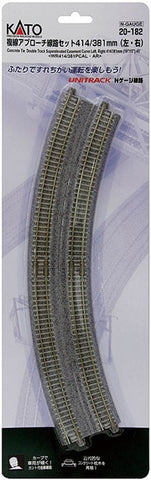 KA20-182 - Unitrack - Double Track - Superelevated Curve 414/381 - 22.5 Degree (N Scale)