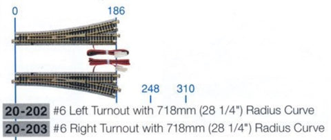 KA20-203 - Unitrack - Turnout - Right #6 - 718mm Radius - 15 Degrees (N Scale)