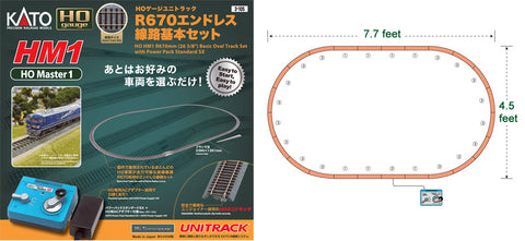 KA3-105 - Track Pack - 670mm Radius Oval with Power Pack SX Controller (HO Scale)