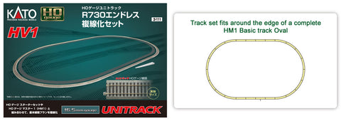 KA3-111 - HV1 Outer Oval Track Set - 730mm Radius (HO Scale)