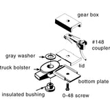 KD-502 - #502 Bettendorf 50-ton Trucks with Ready-to-Mount Couplers, 33" Smooth Back Wheels - Metal Fully Sprung (HO Scale)