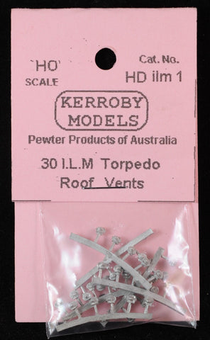 KM-HDilm1 - 30 I.L.M. Torpedo Roof Vents (HO Scale)