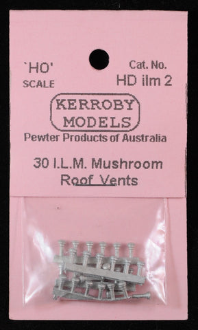 KM-HDilm2 - 30 I.L.M. Mushroom Roof Vents (HO Scale)
