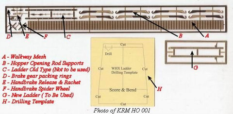 KRM-HO001 - NGAX/WHX Etched Walkway & Ladder Kit for APRKits Wheat Hopper Kit (HO Scale)