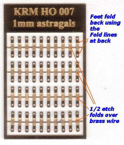 KRM-HO007 - Astragals (Downpipe Brackets) suitable for 1mm Wire (HO Scale)