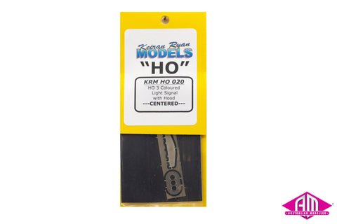 KRM-HO020 - 3 Coloured Light Signal with Hood - Centered (HO Scale)