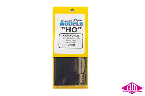 KRM-HO021 - 3 Coloured Light Signal with Hood - Offset (HO Scale)