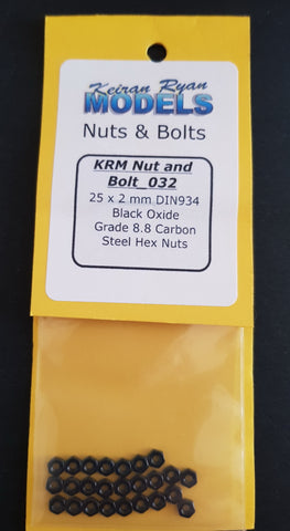 KRM-NB032 - Hex Nuts - Grade 8.8 Carbon Steel - 25 x 2mm - DIN934