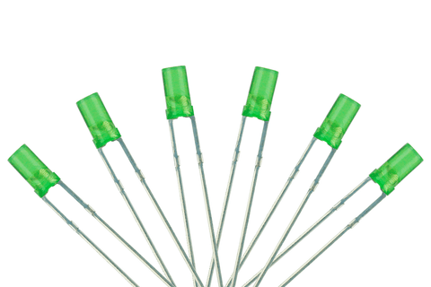 DCC Concepts LED-GRF3 - Flat Front Type - 3mm (w/Resistors) - Signal Green (6 Pack)