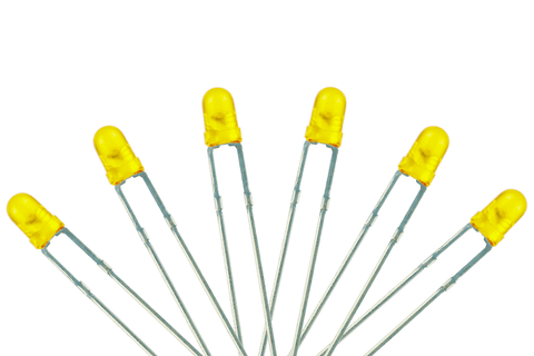 DCC Concepts LED-YL3 - T1 Type - 3mm (w/Resistors) - Yellow (6 Pack)