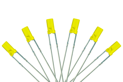 DCC Concepts LED-YLF3 - Flat Front Type - 3mm (w/Resistors) Signal Yellow (6 Pack)