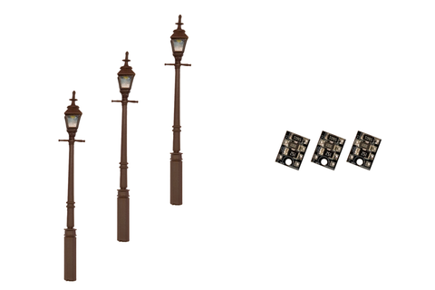 DCC Concepts LML-GSBK - Gas Street/Platform Lamps - Black - 3pcs (HO Scale)