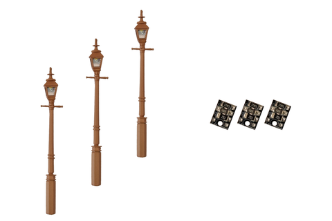 DCC Concepts LML-GSBN - Gas Street/Platform Lamps - Brown - 3pcs (HO Scale)