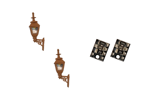 DCC Concepts LML-GWBN - Gas Wall Lamps - Brown - 2pcs (HO Scale)