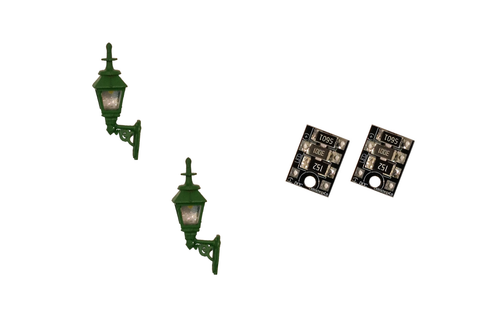 DCC Concepts LML-GWGR - Gas Wall Lamps – Green - 2pcs (HO Scale)