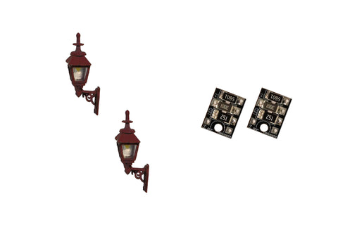 DCC Concepts LML-GWMR - Gas Wall Lamps - Maroon - 2pcs (HO Scale)