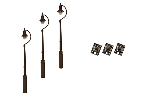 DCC Concepts LML-SSBK - Swan-Neck Street/Platform Lamps - Black - 3pc (HO Scale)