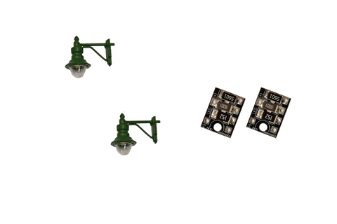 DCC Concepts LML-SWGR - Swan-Neck Wall Lamps - Green - 2pcs (HO Scale)