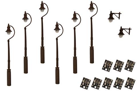 DCC Concepts LML-VPSBK - Value Pack - Swan-Neck Lamps - Black - 8pcs (HO Scale)