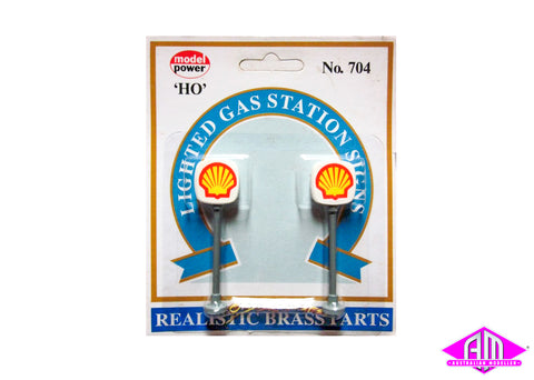 Lighted Shell Petrol Station Signs 2pc