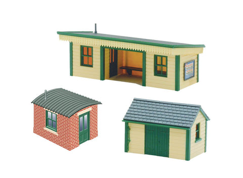 Peco - NB-16 - Station Platform Shelter - with Timber and Brick Huts (N Scale)