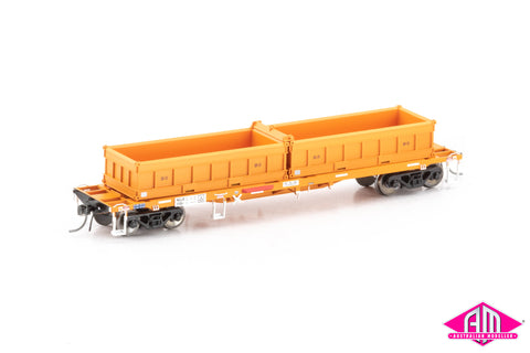NQJX Container Wagon with Spoil Bins, RailCorp Orange - 4 Car Pack NCW-33
