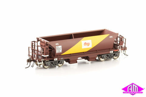 NDFF Ballast Hopper State Rail Indian Red & yellow with L7 logo 4 car pack NBH-9