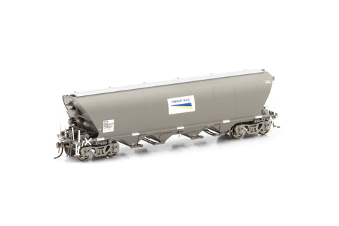 NGPF Grain Hopper, with Ground Operated Lids - Wagon Grime with White Freight Rail Grain Logos - 4 Car Pack NGH-26